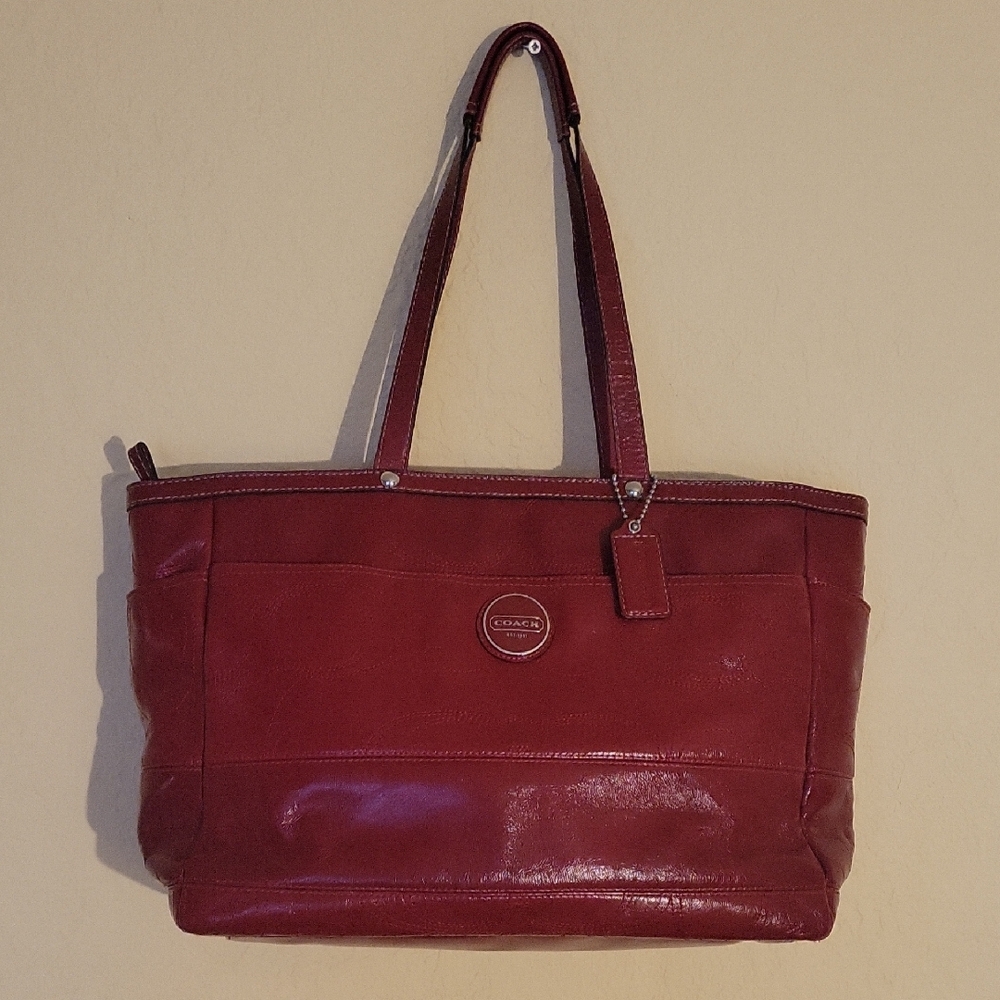 Coach Signature Patent Leather Tote Bag